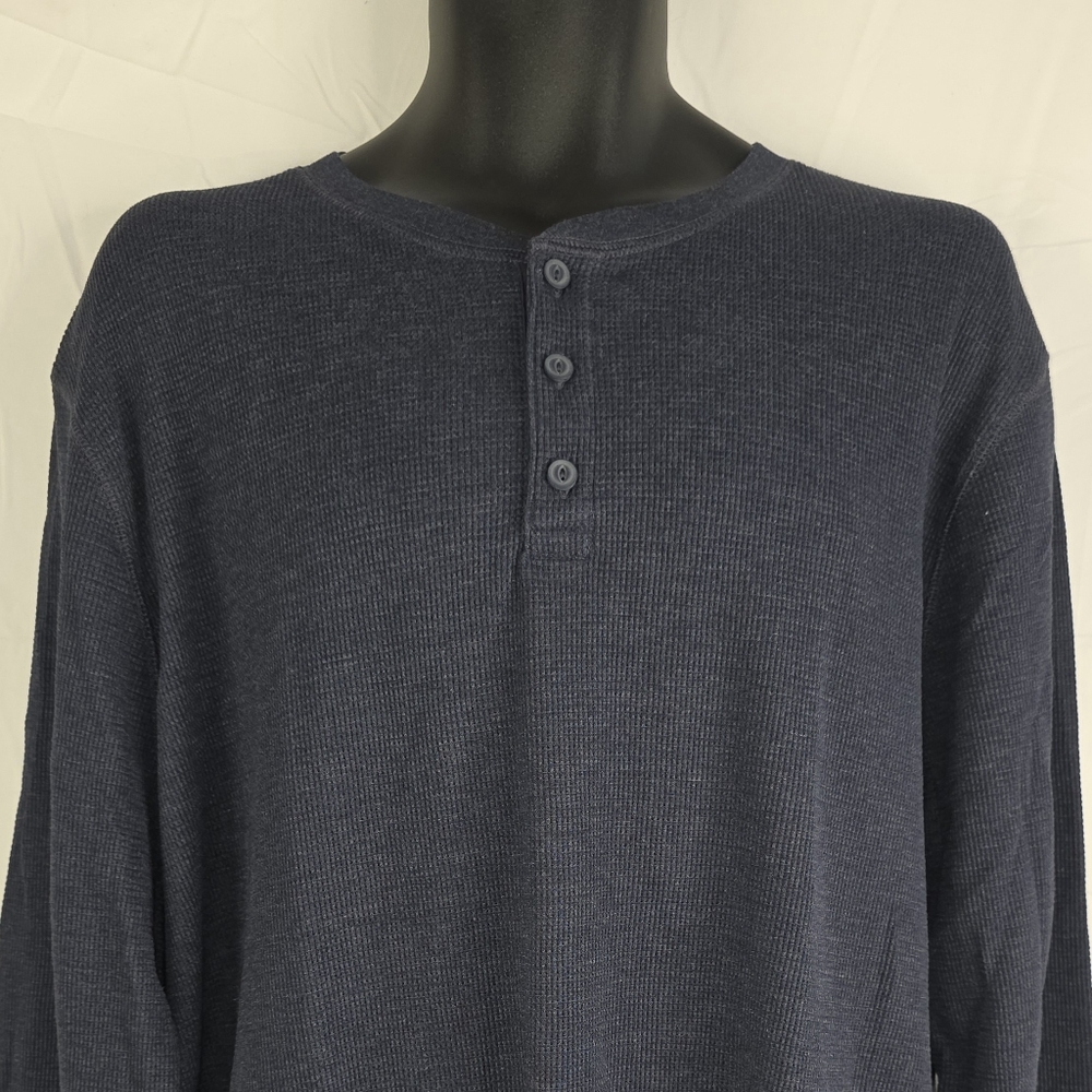 Old Navy Men's Blue Henley Thermal Shirt Long Sleeve Size XL CE2129